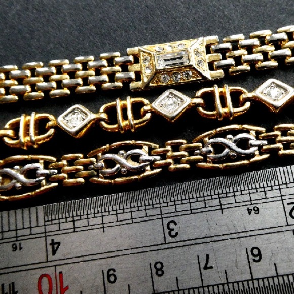Vintage UK 80s Gold 3 Bracelet Set / Watchbands - Picture 5 of 10